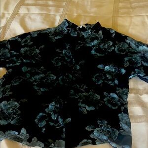 Vince Navy and Light Blue Floral Blouse